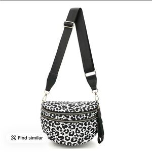 Stylish Black and White Leopard Print Crossbody Bag